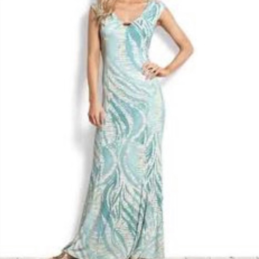Tommy Bahama Sleeveless Maxi Semi-Mermaid Cut Gathered Floor Length M